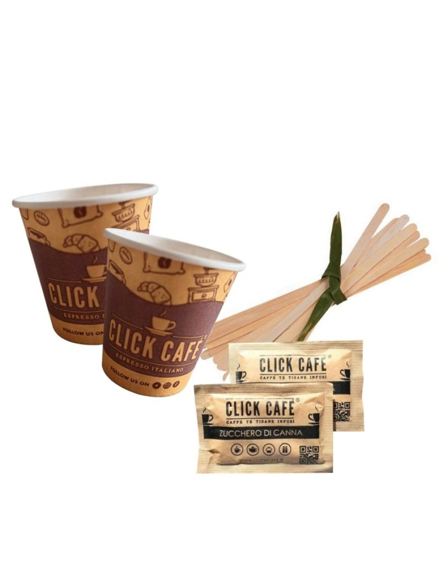 Click Cafe Capsule Compatibili Nespresso | Kit Accessori Caffe Monouso Click Cafe Con Zucchero Di Canna