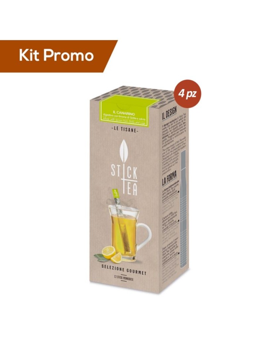 Click Cafe Stick Tea Selezione Gourmet | Box 4 Astucci Stick Tea Tisana Digestiva