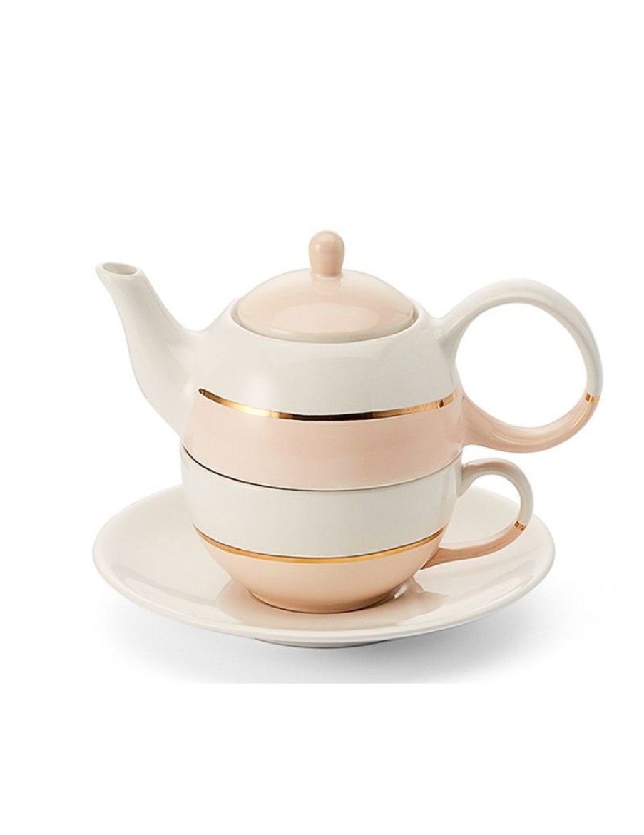 Click Cafe Tazze Da Te E Teiere | Tazza/Teiera In Ceramica Rosa Con Bordo Oro