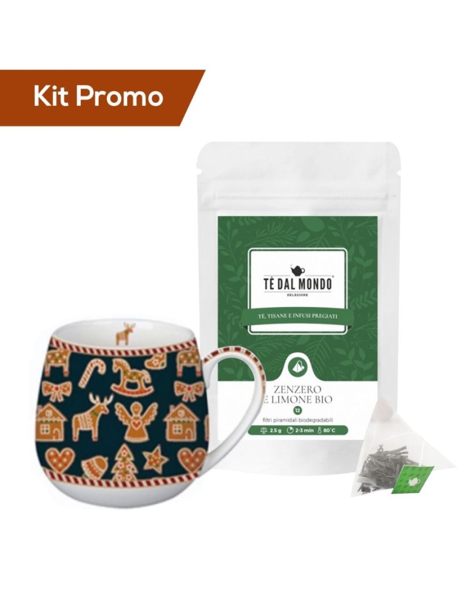 Click Cafe Piramidali Te Dal Mondo | Kit Tazza Mug Natalizia Con Te Verde Zenzero E Limone