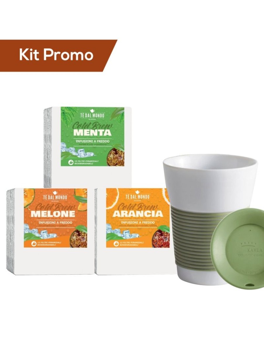 Click Cafe Piramidali Te Dal Mondo | Box 3 Astucci Infusi A Freddo + Tazza Kahla Salvia In Porcellana