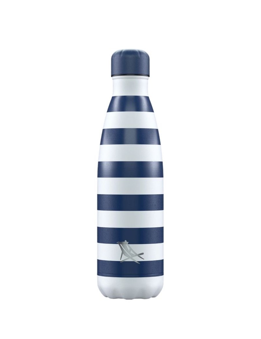 Click Cafe Borracce&Tazze Termiche E Accessori | Chilly'S Bottle Linea Dock&Bay Righe Blu 500 Ml