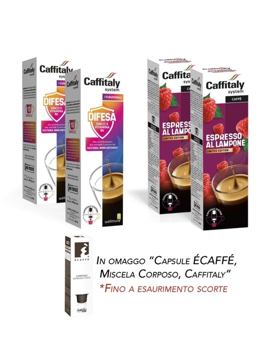 Click Cafe Capsule Caffitaly* Originali | Box 20 Capsule Espresso Lampone Con 20 Capsule Difesa, Con Omaggio