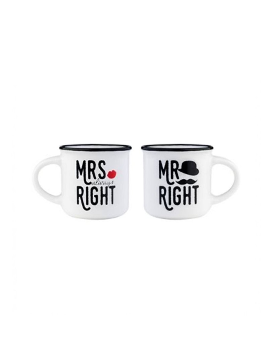 Click Cafe Tazzine Da Caffe E Tazze Mug | Set 2 Tazzine Caffe Mr &Mrs Bon China