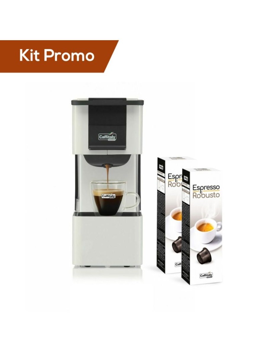 Click Cafe Macchinette Per Caffe In Capsule | Macchina Da Caffe Caffitaly Iris S27 White+ 20 Capsule Caffitaly Espresso Robusto