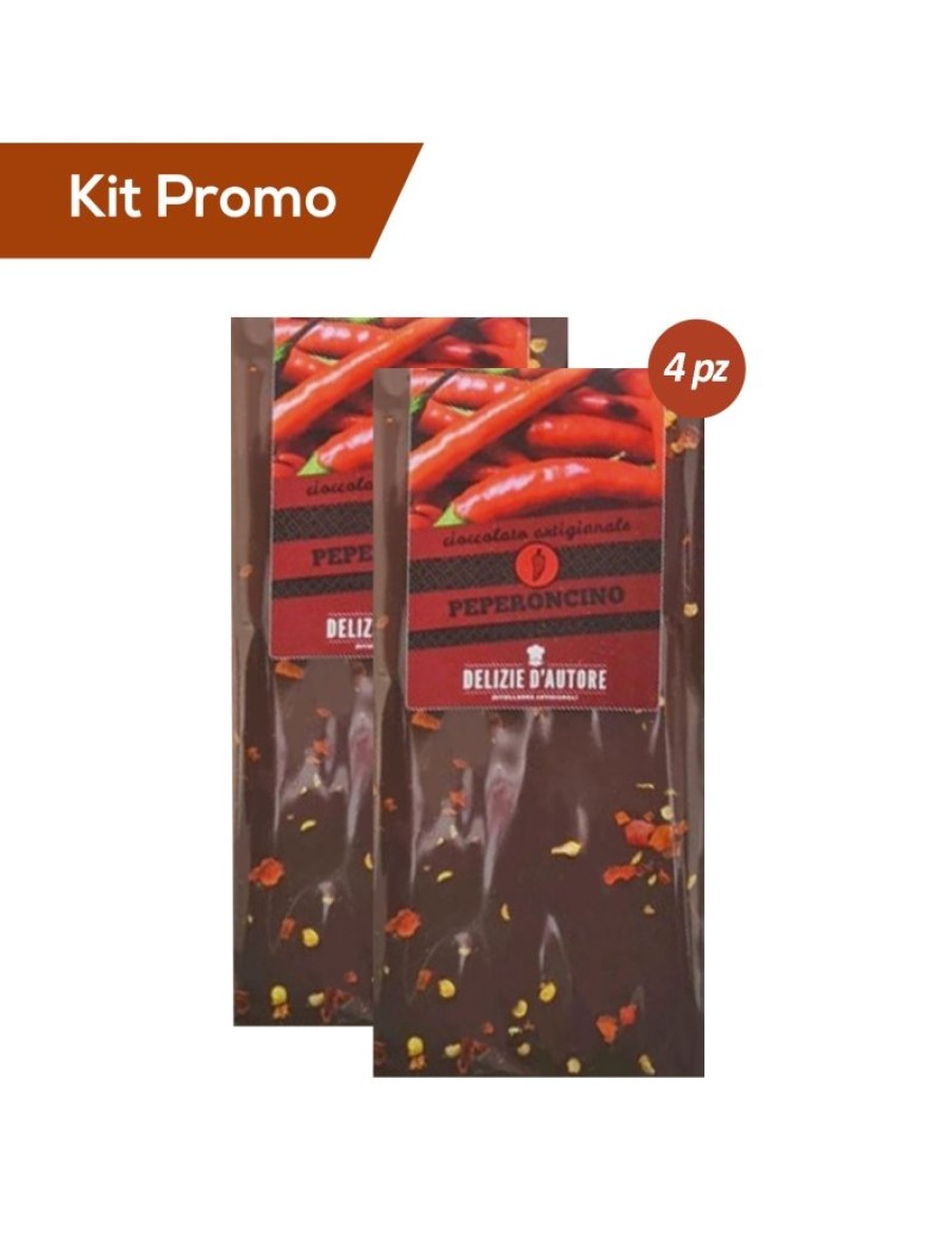 Click Cafe Cioccolato Artigianale | Kit 4 Tavolette Di Cioccolato Fondente Con Peperoncino