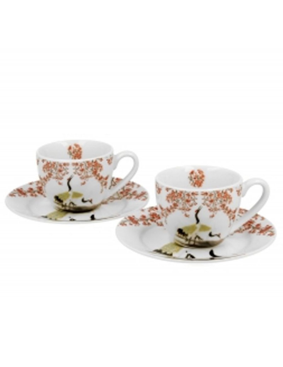 Click Cafe Tazzine Da Caffe E Tazze Mug | Set 2 Tazzine Caffe Con Piattino Sakura In Confezione Regalo