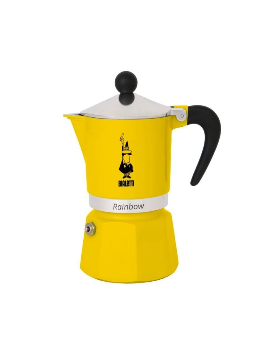 Click Cafe Macchine Moka Per Caffe Macinato | Moka Rainbow Gialla 3 Tazze