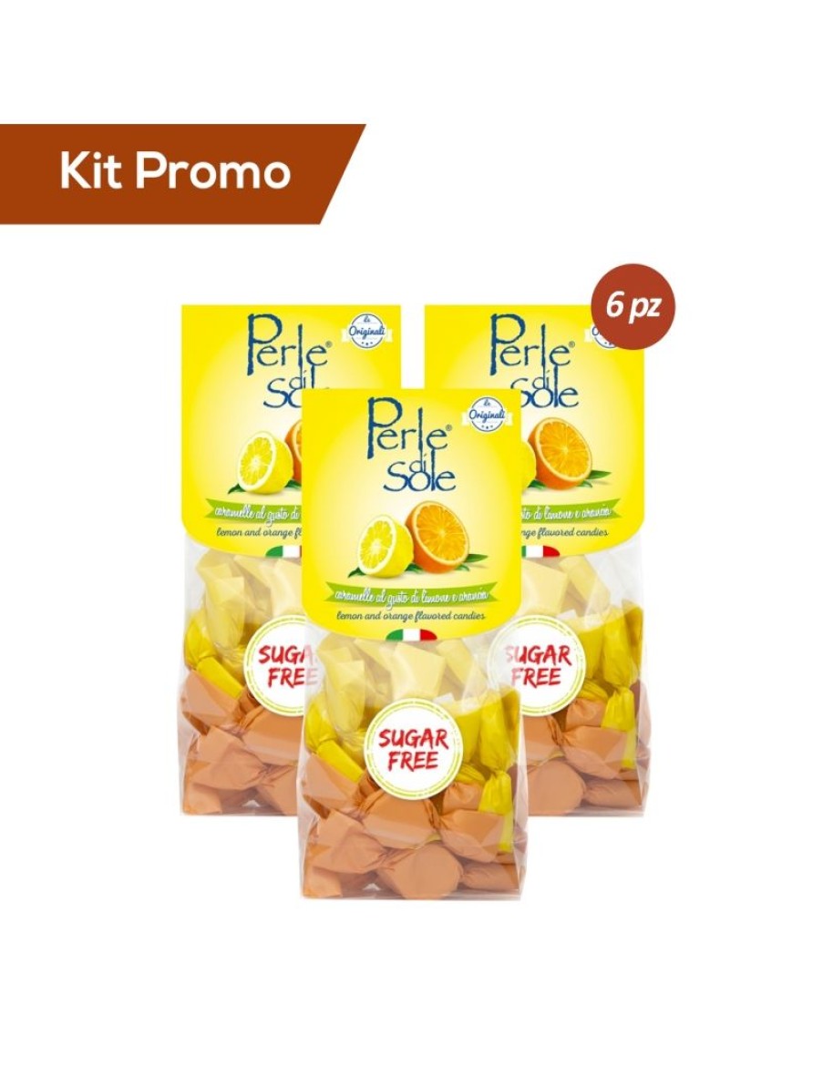 Click Cafe Caramelle Mentine E Liquirizie | Box 6 Sacchetti Caramelle Senza Zucchero Al Limone E Arancia, Perle Di Sole