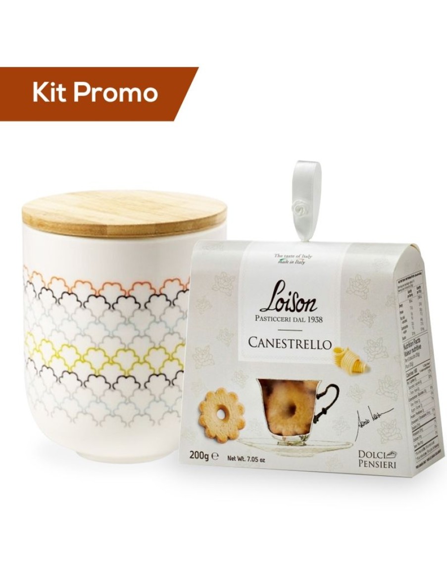 Click Cafe Biscotti Artigianali | Box Biscottiera In Ceramica Rifinita A Mano + Biscotti Da Te Canestrello