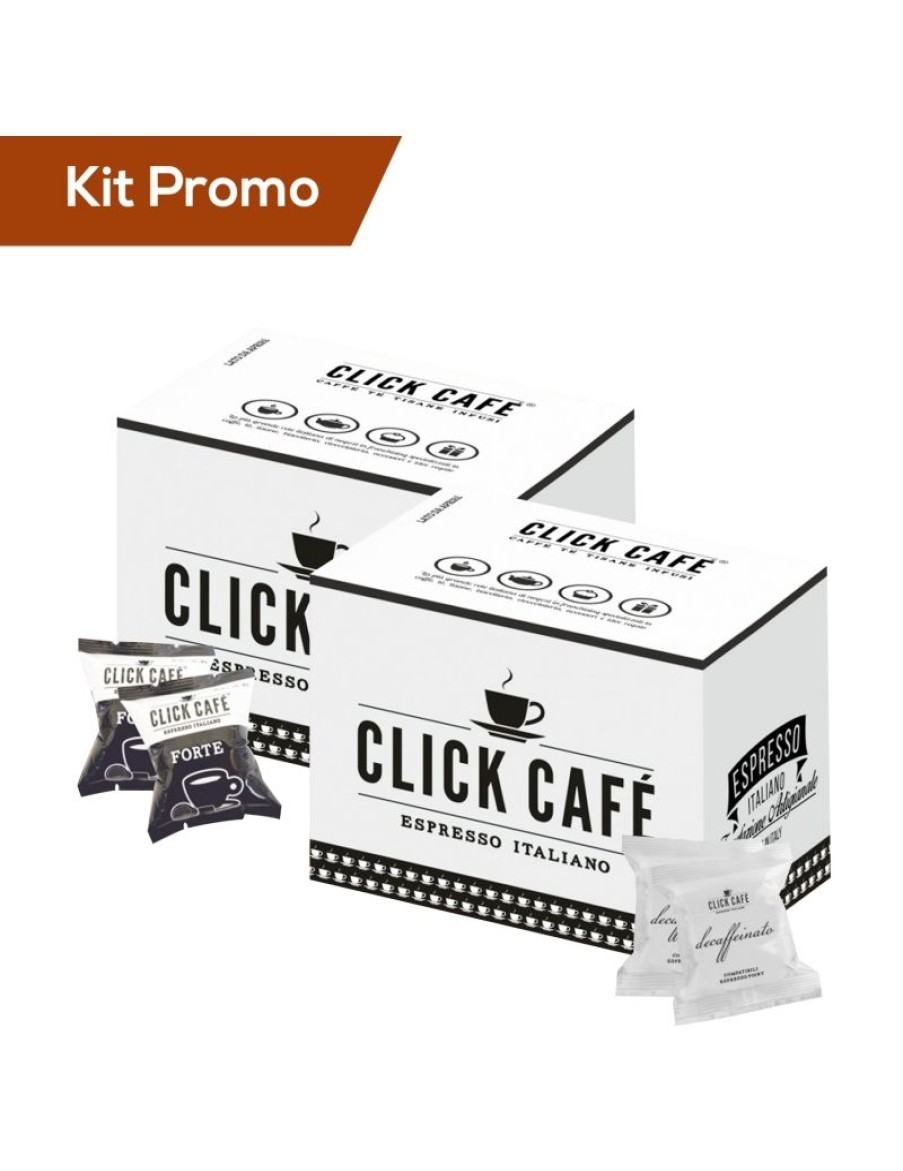 Click Cafe Capsule Compatibili Essse Caffe | Box 200 Capsule Miscela Forte E Decaffeinato Compatibili Espresso Point - Essse