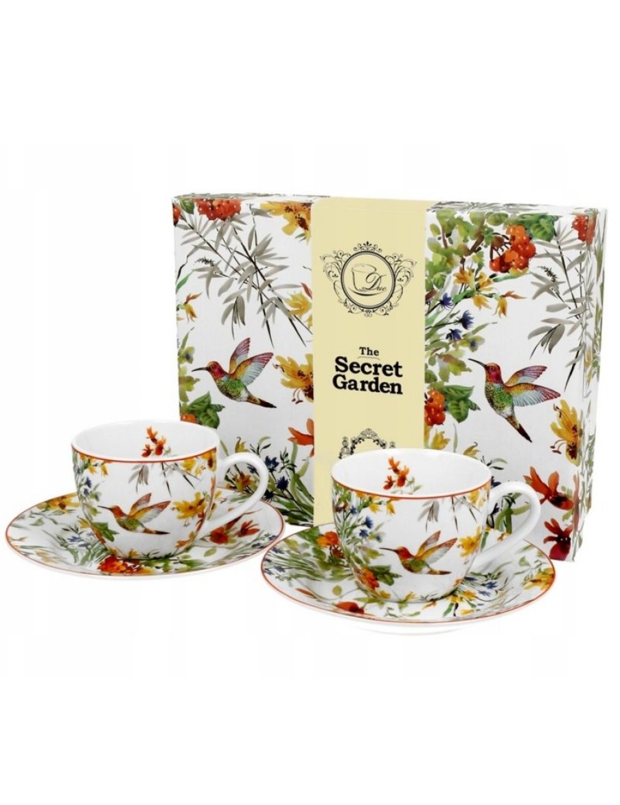 Click Cafe Tazzine Da Caffe E Tazze Mug | Set 2 Tazzine Caffe Con Piattino Uccelli In Confezione Regalo