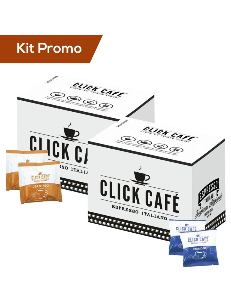 Click Cafe Cialde Caffe | Box 200 Cialde In Carta Filtro Miscela Cremoso E Miscela Delicato