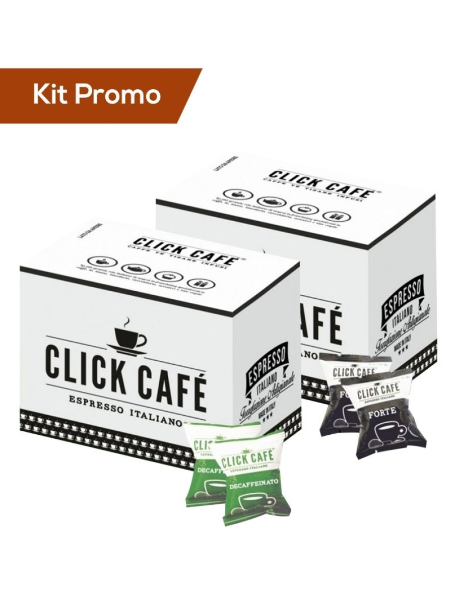 Click Cafe Capsule Compatibili Nespresso | Box 200 Capsule Nespresso Miscela Forte E Decaffeinato