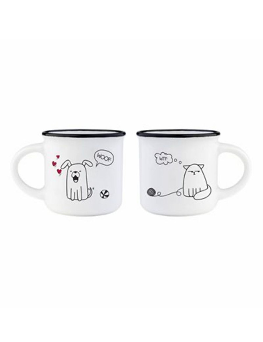 Click Cafe Tazzine Da Caffe E Tazze Mug | Set 2 Tazzine Caffe Cane & Gatto Bon China