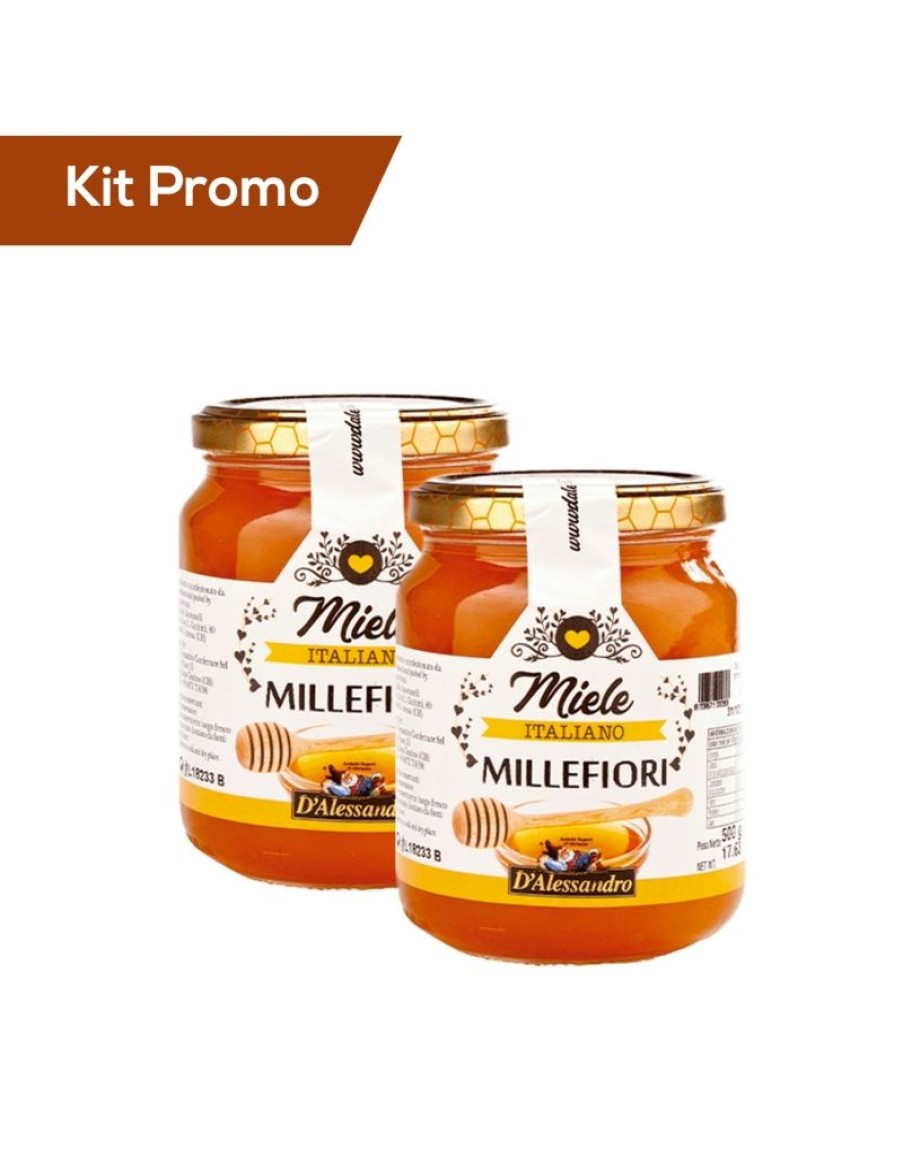 Click Cafe Miele E Marmellata Artigianale E Bio | Kit 2 Vasetti Di Miele Millefiori Puro