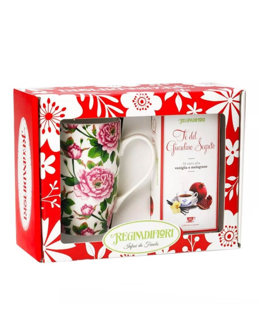 Click Cafe Te E Tisane Regina Di Fiori E Mlesna | Scatola Vetrina Mug Fiori +Te Del Giardino Segreto