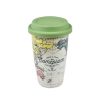 Click Cafe Tazzine Da Caffe E Tazze Mug | Bicchiere Mondo In Porcellana Con Tappo In Silicone 300Ml