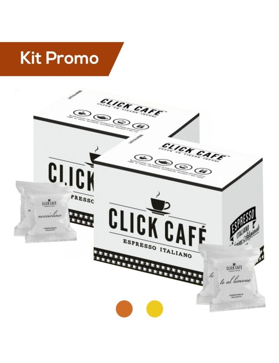 Click Cafe Capsule Compatibili Uno System | Box 100 Capsule Te Al Limone E Nocciolino Compatibili Uno System