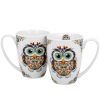 Click Cafe Tazzine Da Caffe E Tazze Mug | Set 2 Mugs In Porcellana Gufo In Confezione Regalo Vetrina 380 Ml