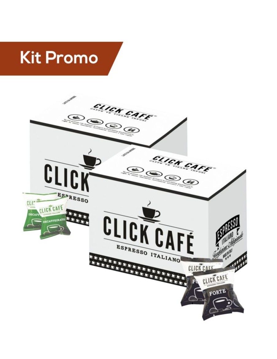 Click Cafe Capsule Compatibili Lavazza* A Modo Mio | Box 200 Capsule Compatibile A Modo Mio, Miscela Forte E Miscela Decaffeinato