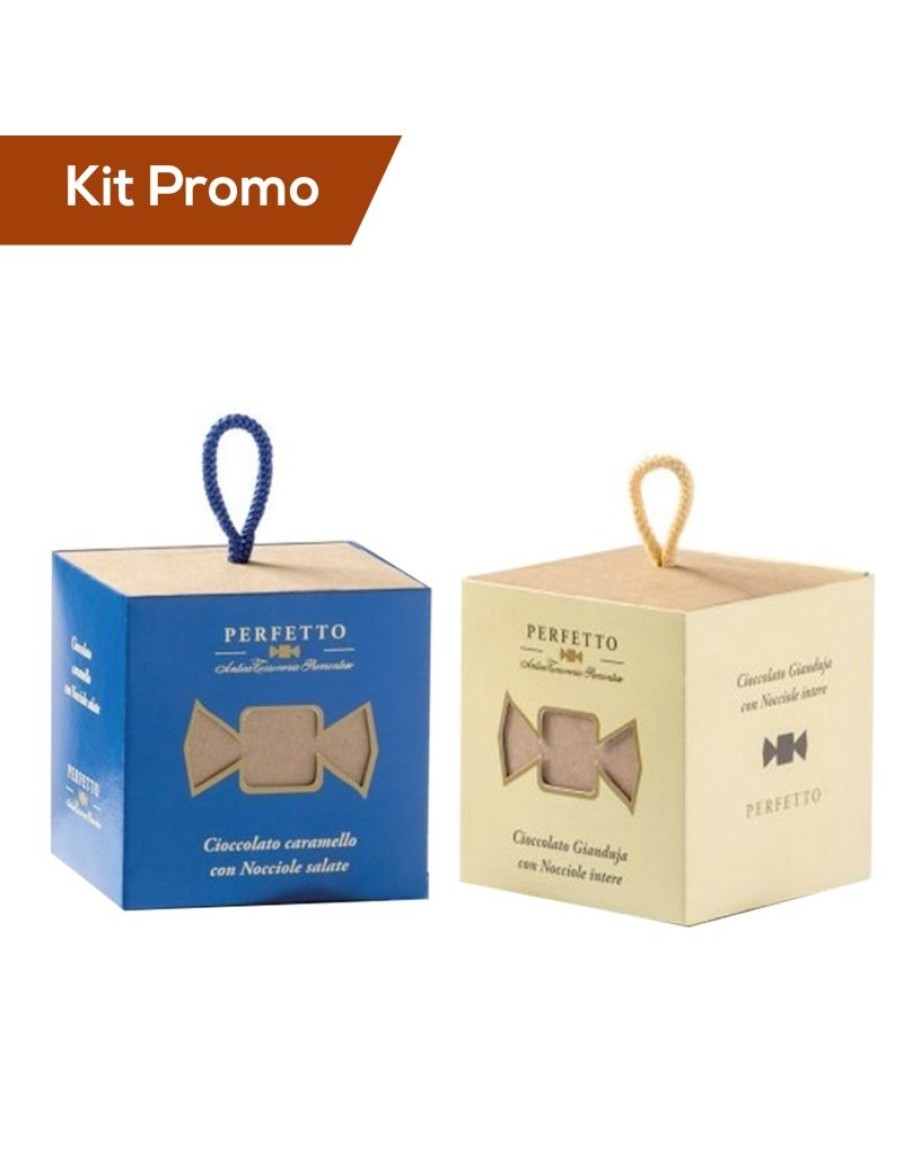 Click Cafe Gluten Free | Kit Cubo Cioccolatini Gianduia E Nocciola Con Cubo Cioccolatini Al Caramello