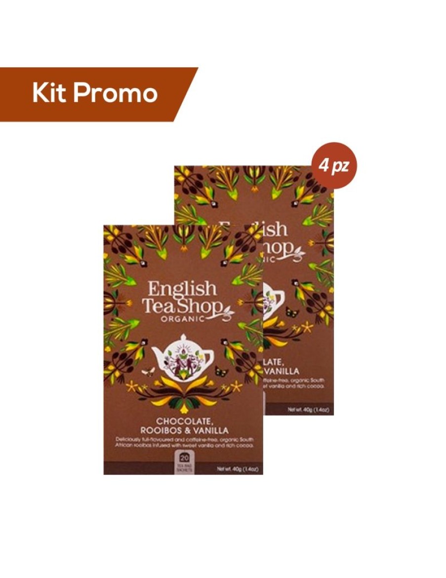 Click Cafe Te E Tisane English Tea Shop | Kit 4 Astucci English Tea Shop Te Rooibos Cioccolato & Vaniglia Bio