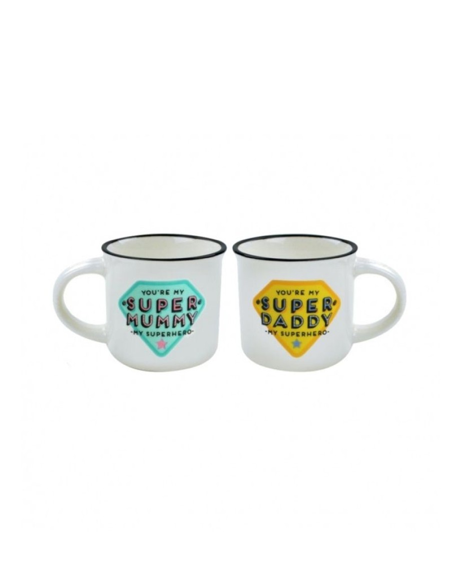 Click Cafe Tazzine Da Caffe E Tazze Mug | Set 2 Tazzine Caffe' Mum&Dad Bon China