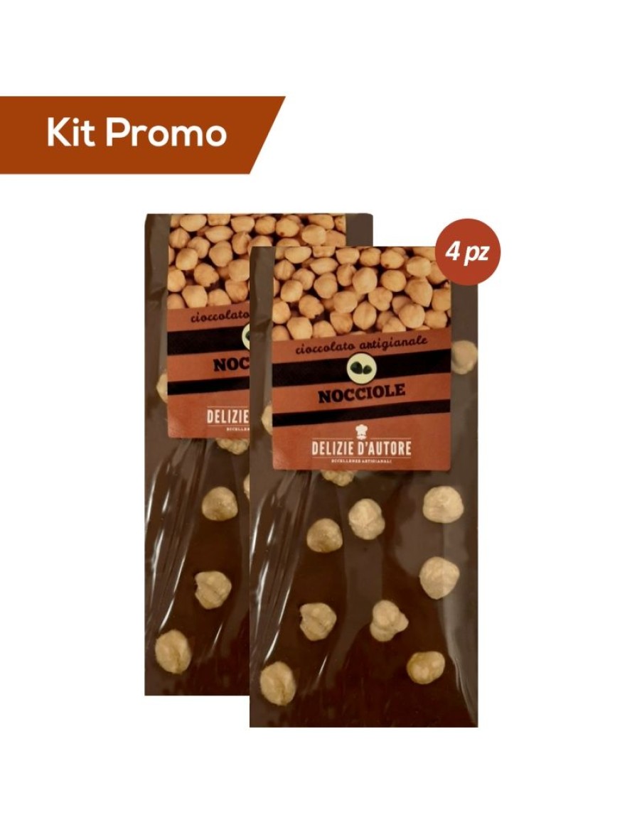 Click Cafe Cioccolato Artigianale | Kit 4 Tavolette Di Cioccolato Al Latte Con Nocciole