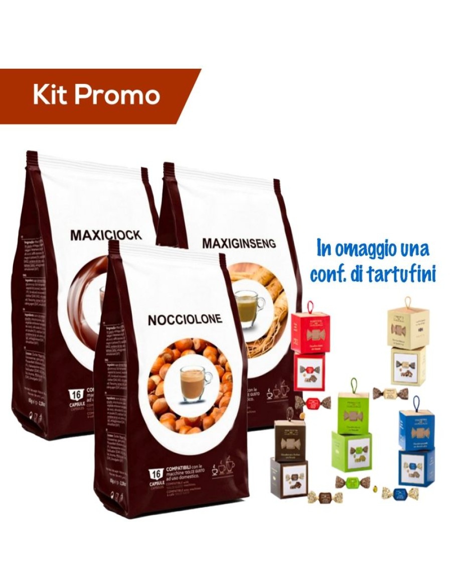 Click Cafe Capsule Compatibili Dolce Gusto | Kit Capsule Compatibili Dolce Gusto Nocciolone, Maxiciock E Maxiginseng Con Omaggio Tartufini