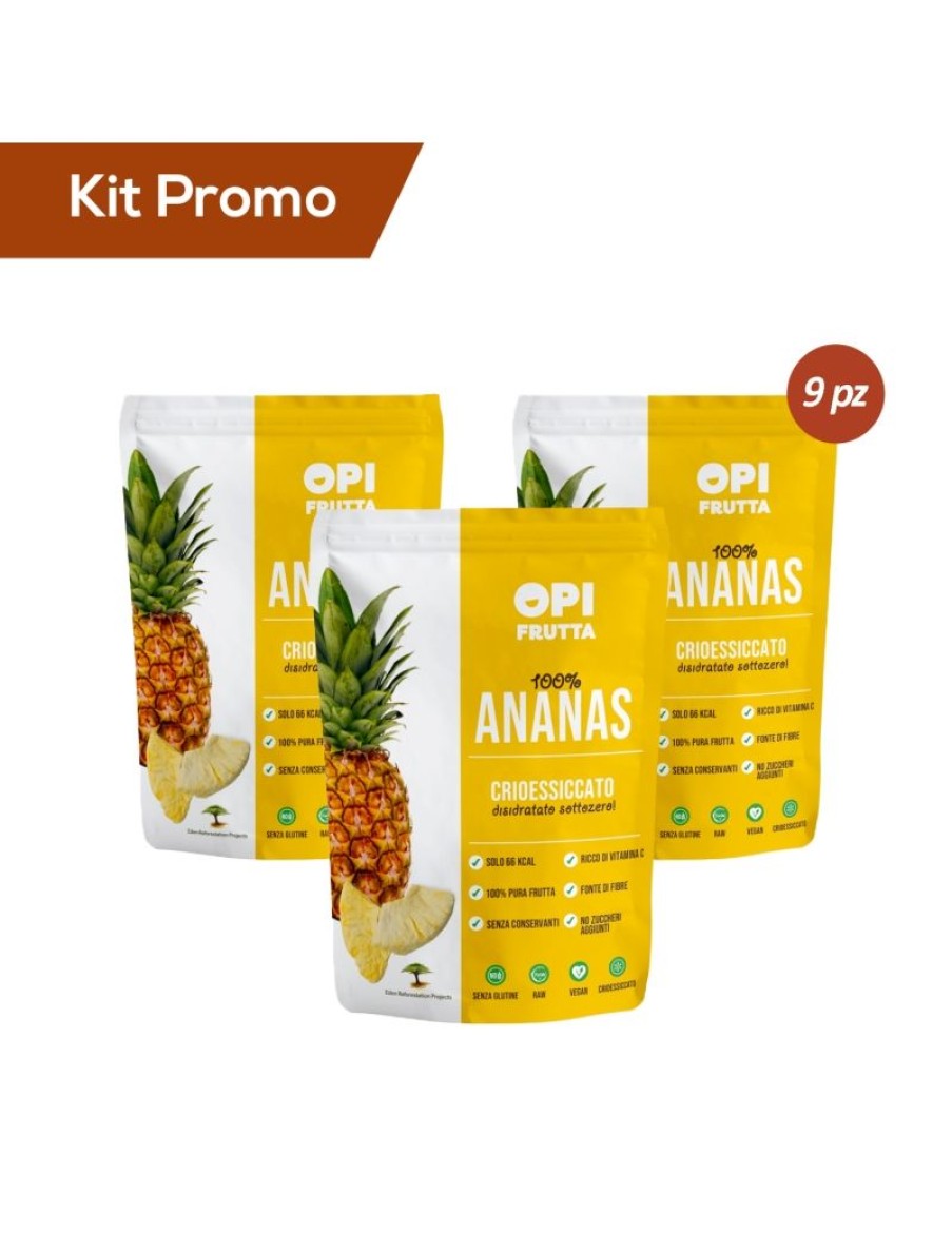 Click Cafe Snack | Box 9 Confezioni Di Ananas Crioessiccata, Opi Frutta