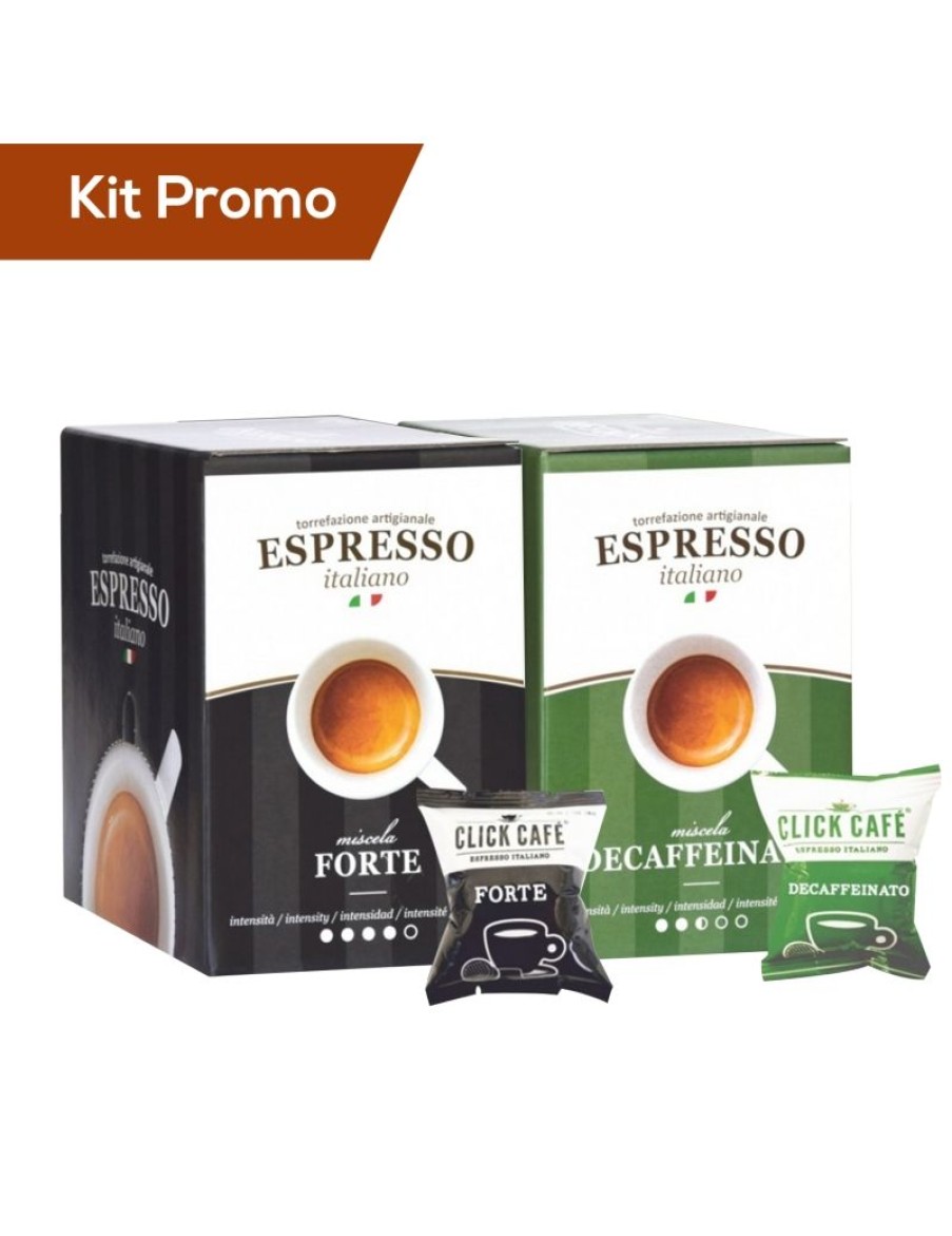 Click Cafe Capsule Compatibili Nespresso | Box 60 Capsule Nespresso Miscela Forte E Decaffeinato