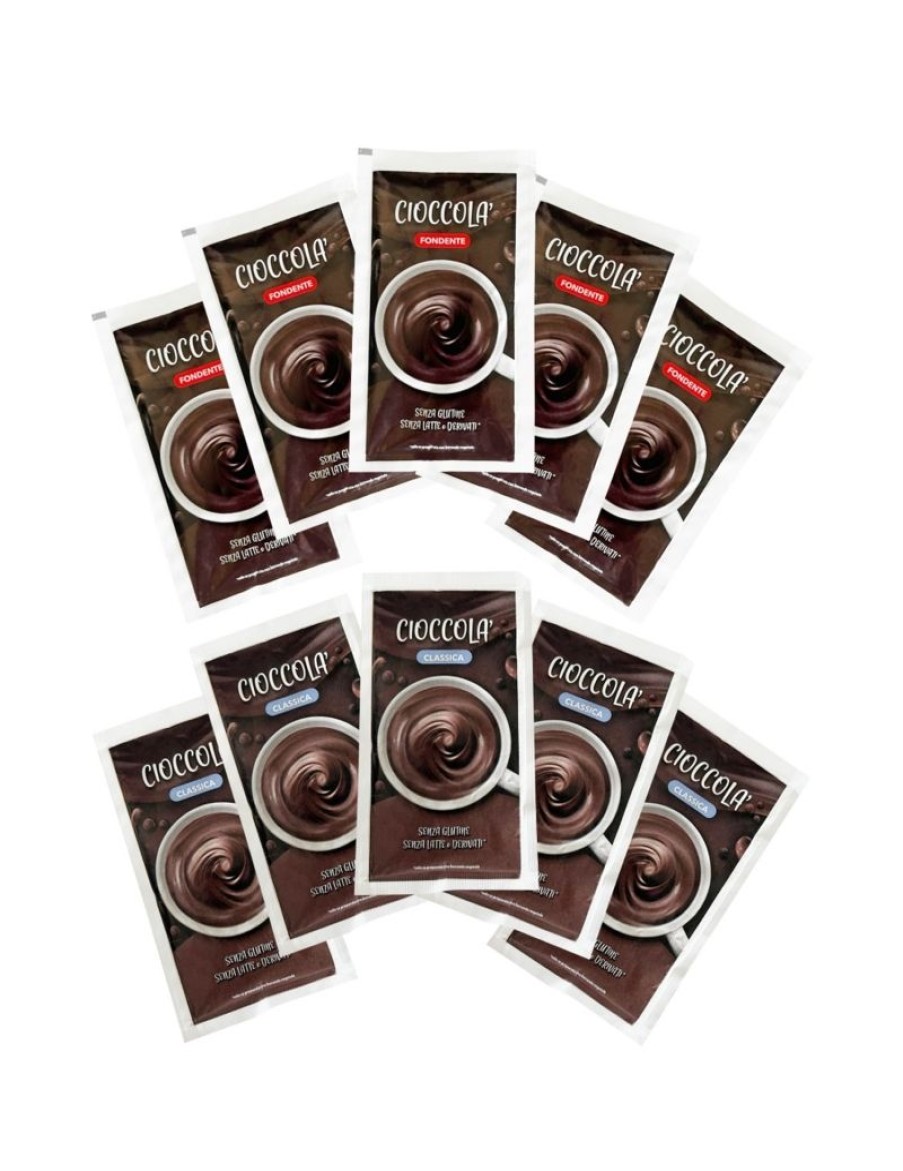 Click Cafe Gluten Free | Box 5 Bustine Cioccolata Al Latte Solubile - 5 Bustine Cioccolata Fondente Solubile