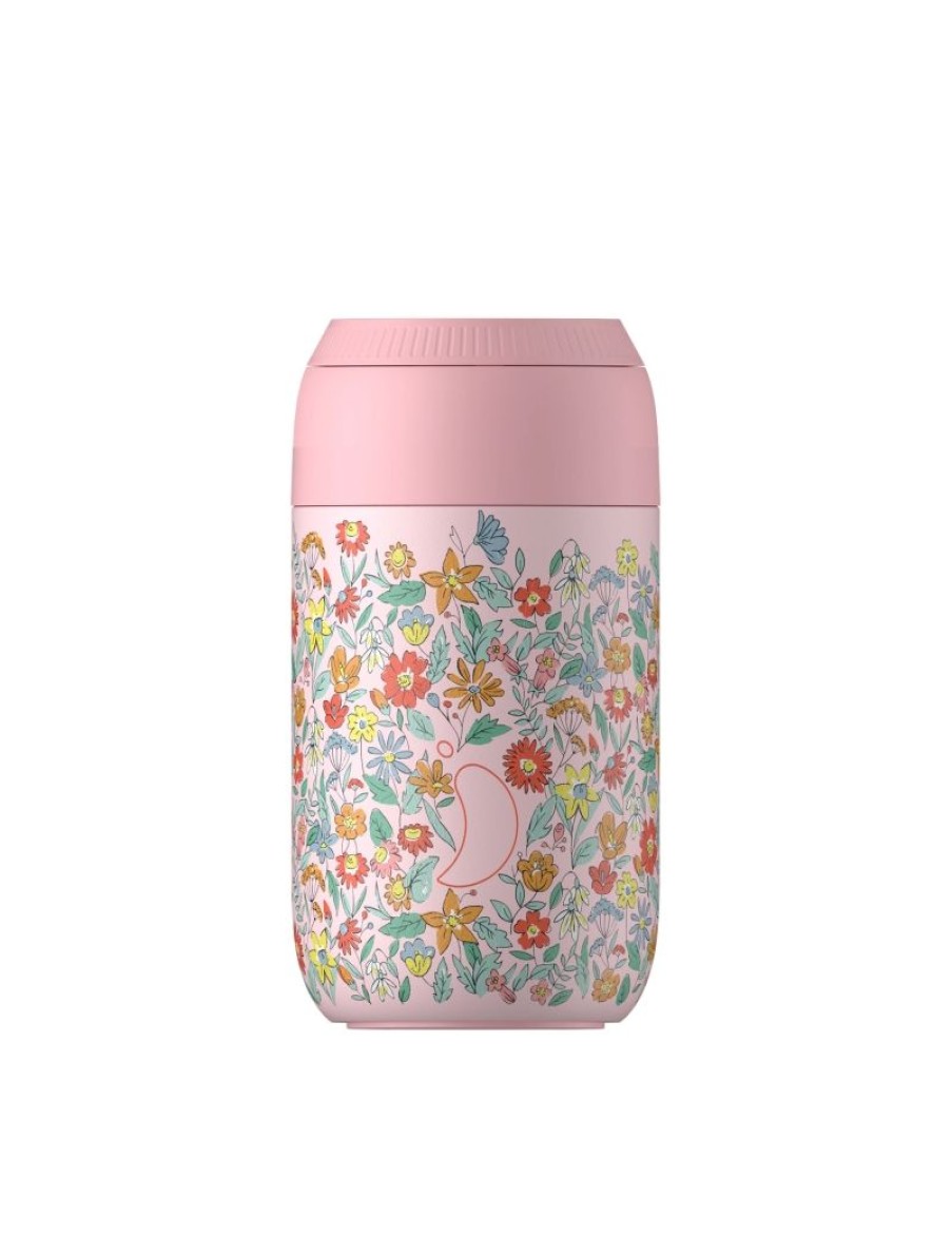 Click Cafe Borracce&Tazze Termiche E Accessori | Tazza Termica Chilly'S 340 Ml Serie 2 Fondo Rosa Con Fiori