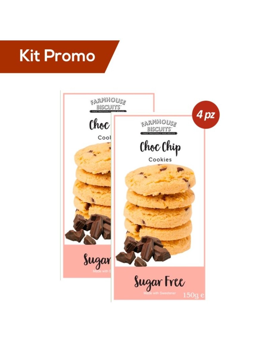 Click Cafe Biscotti Artigianali | Box 4 Astucci Biscotti Inglesi Senza Zucchero Con Scaglie Di Cioccolato