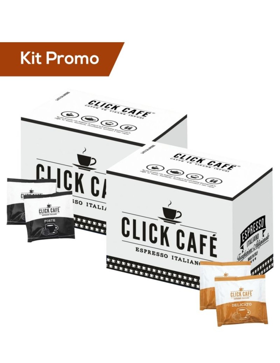 Click Cafe Cialde Caffe | Box 200 Cialde In Carta Filtro Miscela Forte E Miscela Delicato