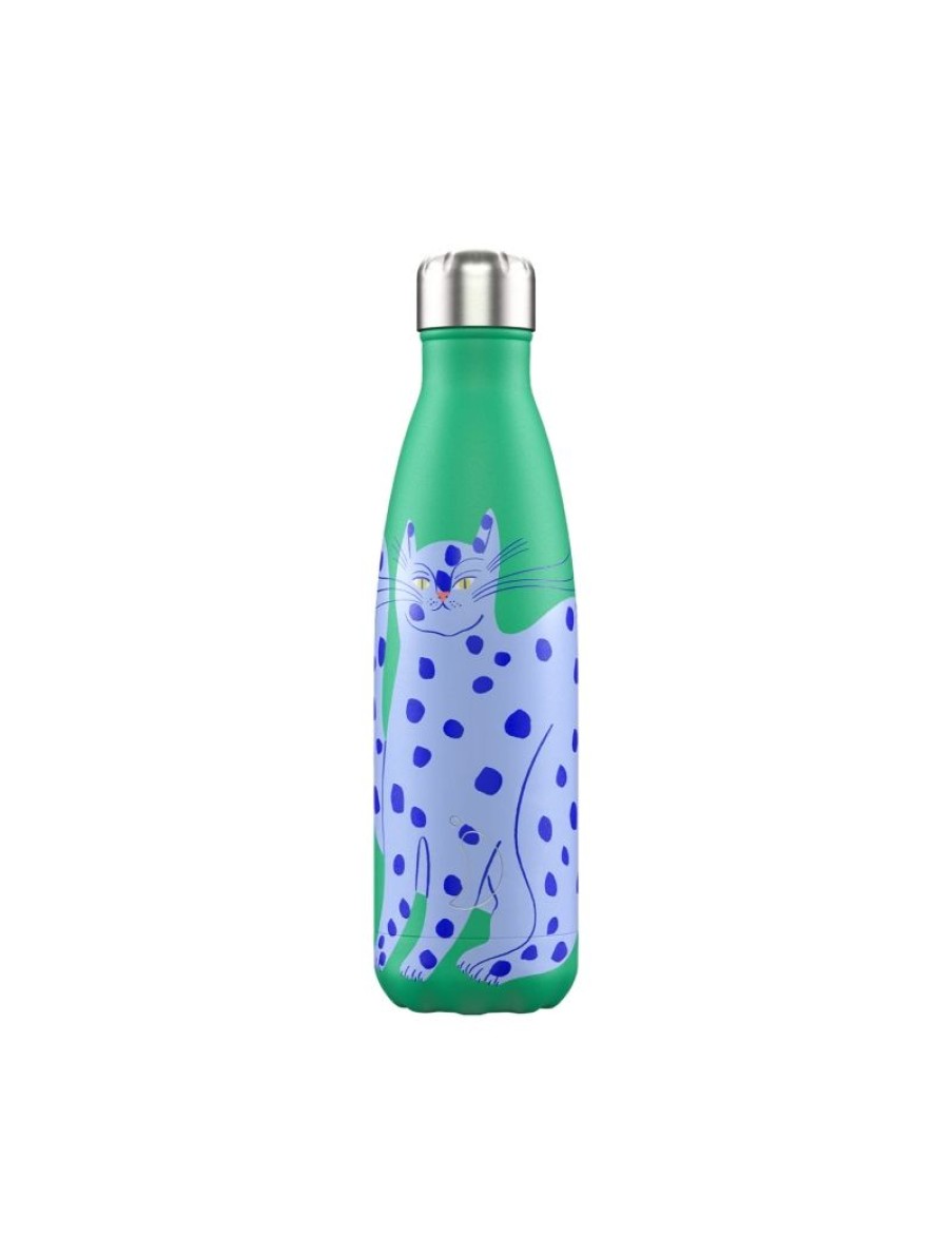 Click Cafe Borracce&Tazze Termiche E Accessori | Chilly'S Bottle Linea Artist Gatto Blu 500Ml