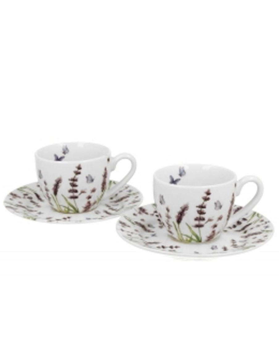 Click Cafe Tazzine Da Caffe E Tazze Mug | Set 2 Tazzine Caffe Con Piattino Lavanda In Confezione Regalo