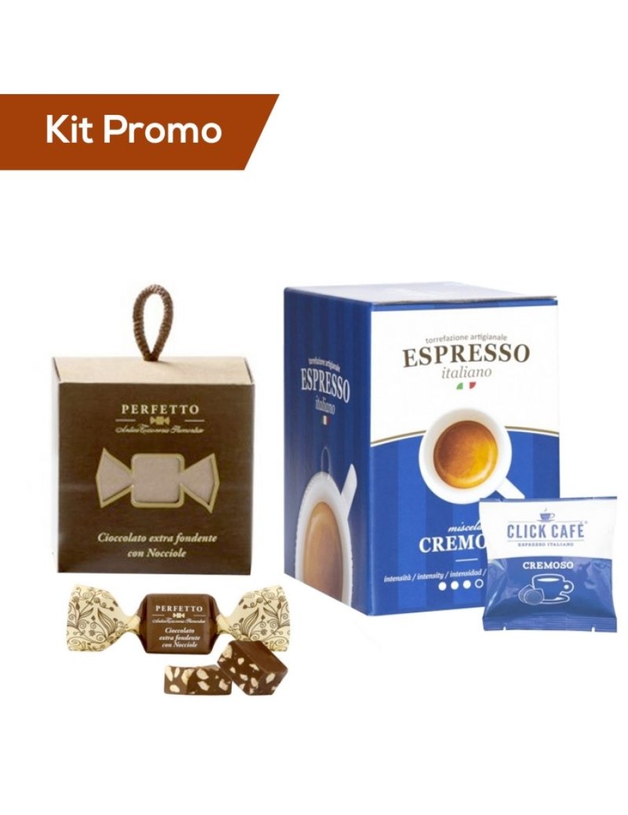 Click Cafe Cialde Caffe | Kit 30 Cialde Di Caffe Cremoso Con Cioccolatini Al Cioccolato Fondente Con Nocciole