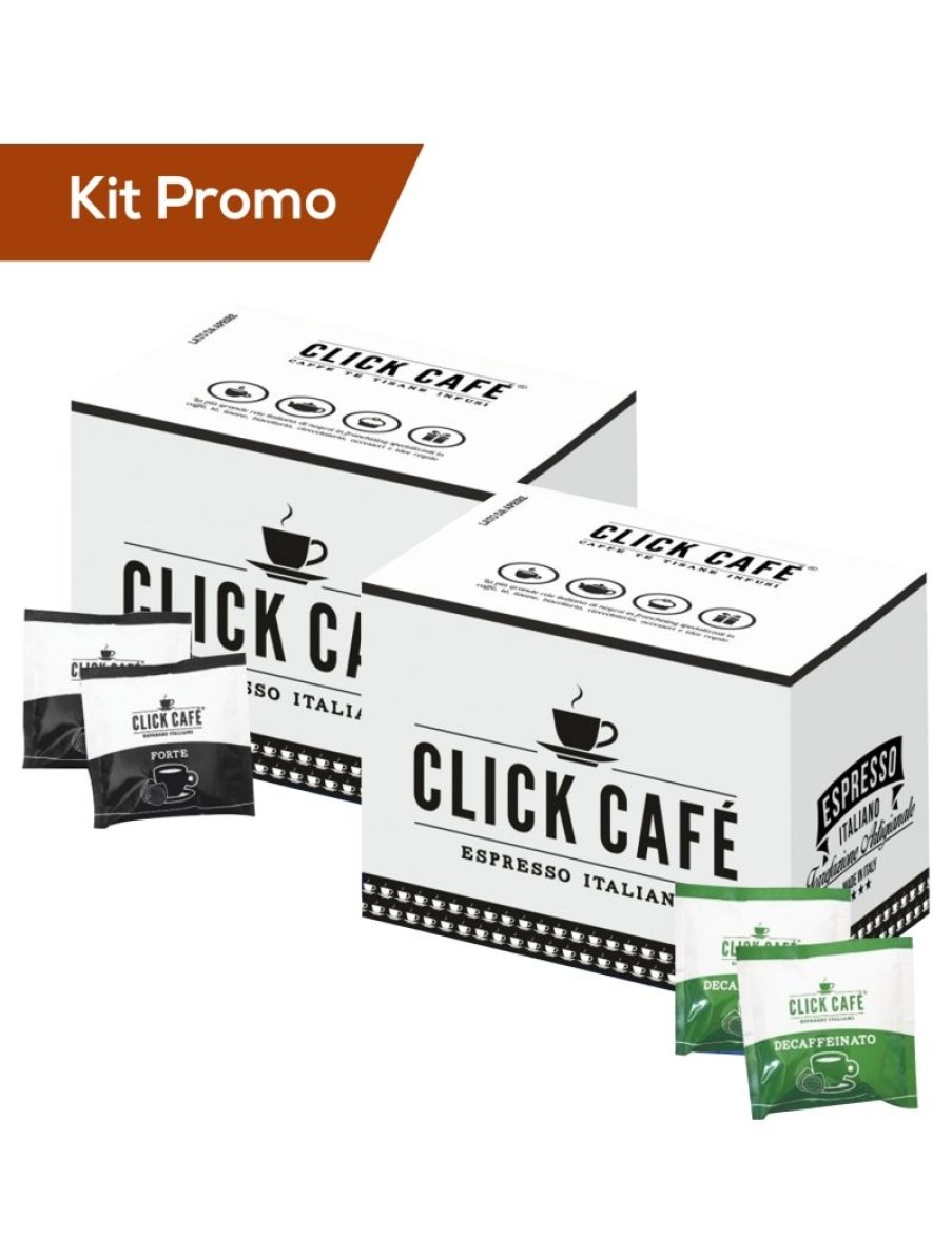 Click Cafe Cialde Caffe | Box 200 Cialde In Carta Filtro Miscela Decaffeinato E Miscela Forte