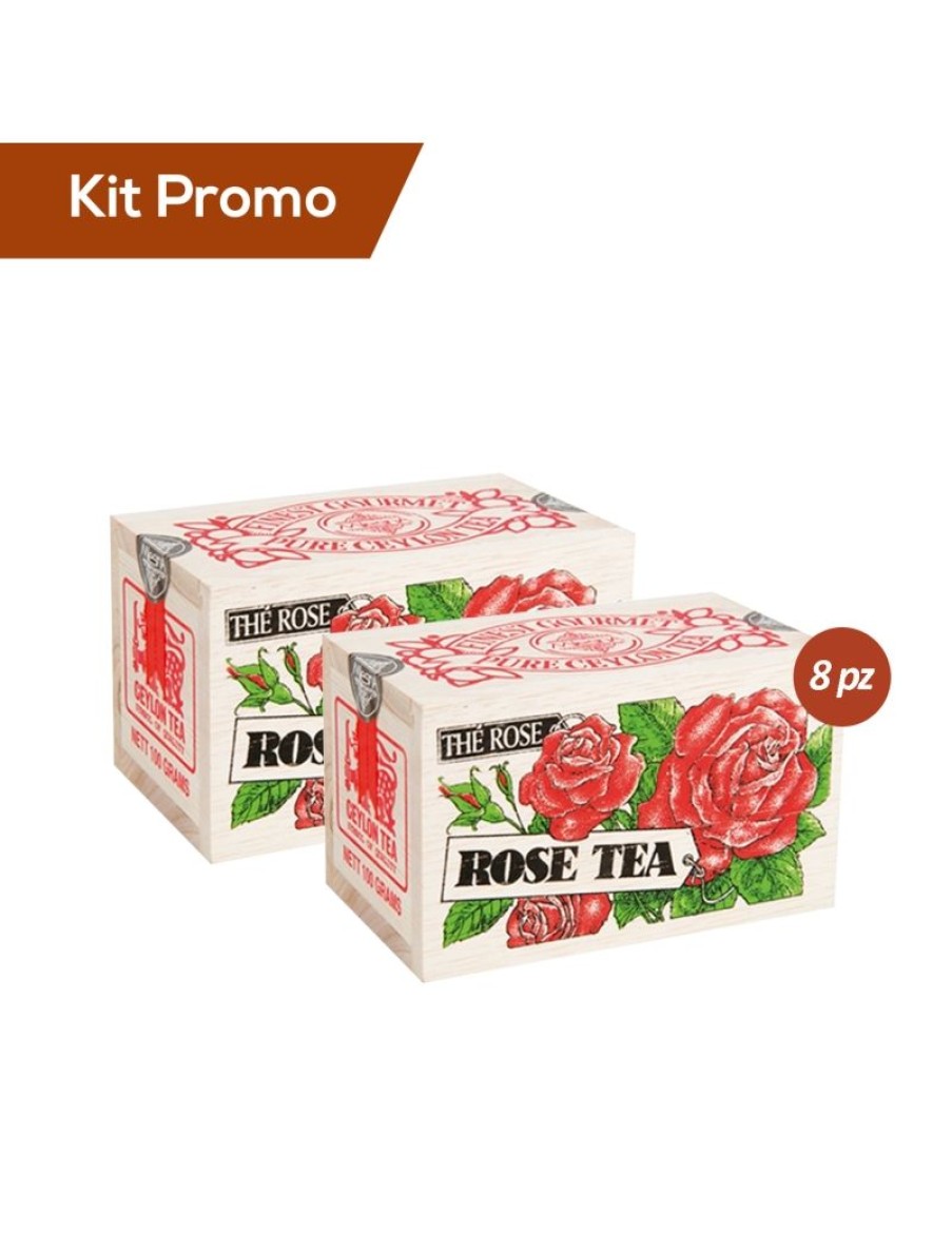 Click Cafe Te E Tisane Regina Di Fiori E Mlesna | Kit 8 Astucci In Legno Te Alla Rosa