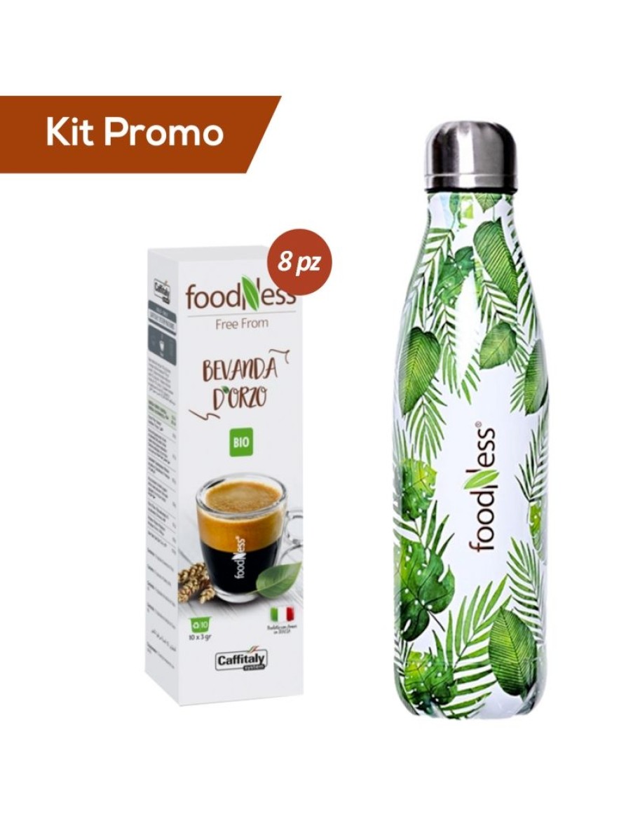 Click Cafe Capsule Caffitaly* Originali | Kit 8 Astucci Capsule Foodness Orzo Compatibili Caffitaly Con Omaggio Borraccia Termica