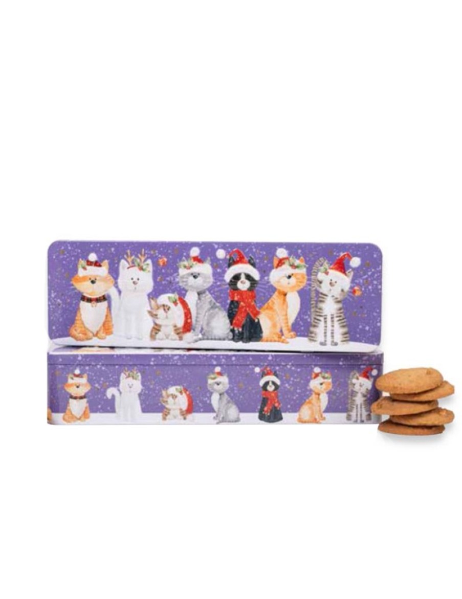 Click Cafe Biscotti Artigianali | Biscotti Allo Zenzero Candito In Latta Christmas Cats 225Gr