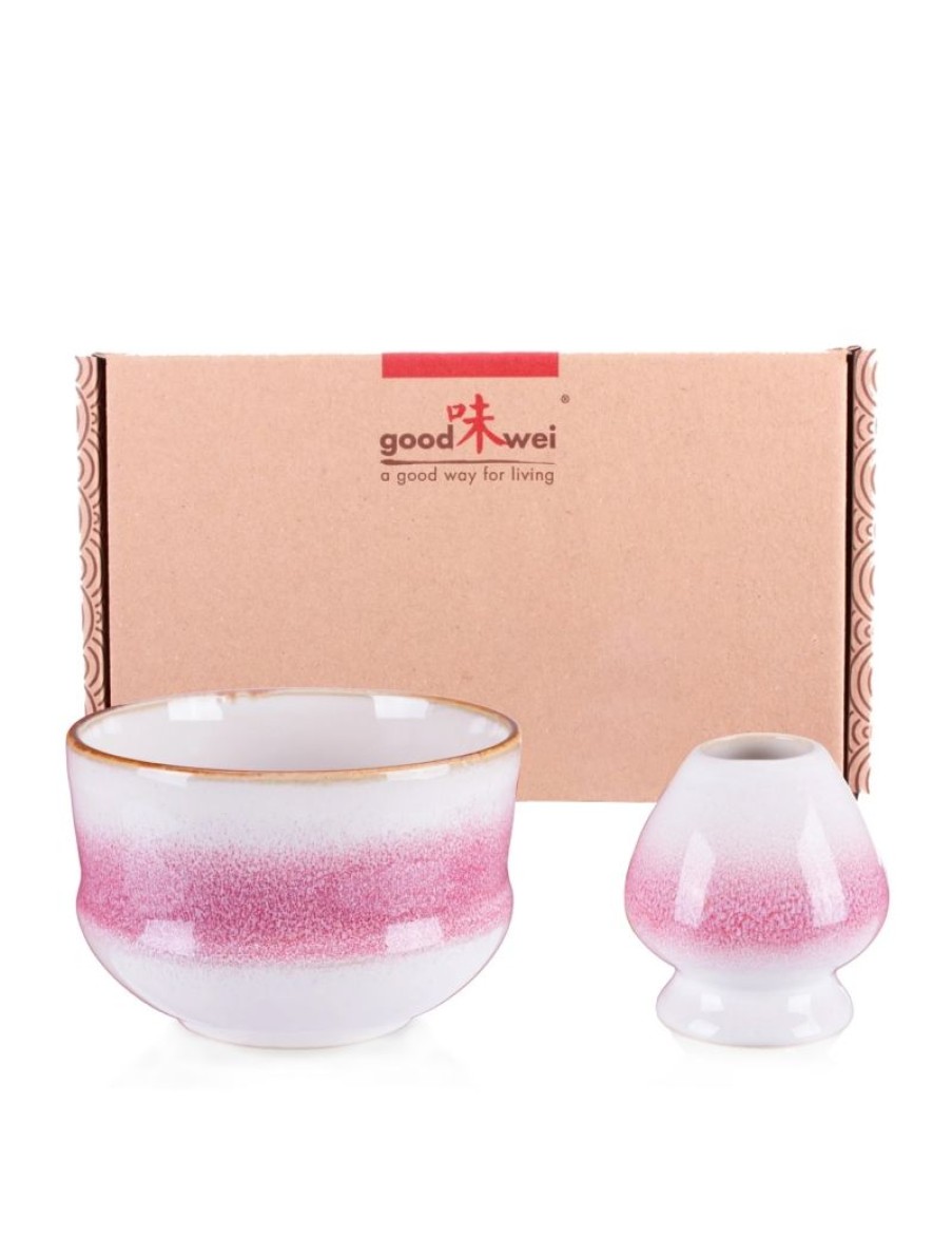 Click Cafe Te Matcha E Accessori | Set Matcha Kiku Tazza + Porta Frustino Rosa