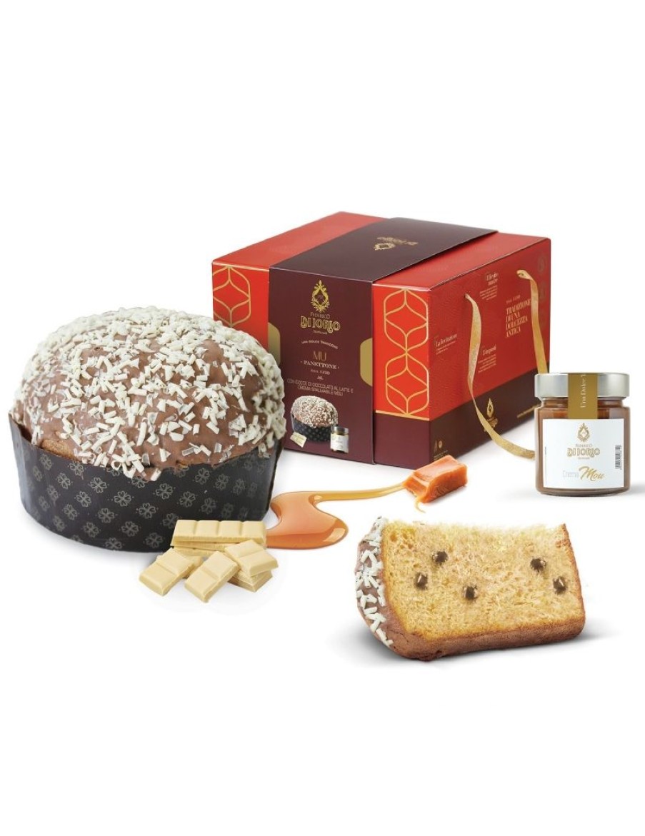 Click Cafe Biscotti Artigianali | Panettone Cioccolato Bianco E Crema Spalmabile Mou 1000 Gr