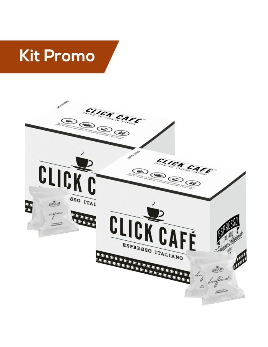 Click Cafe Capsule Compatibili Espresso Point | Box 200 Capsule Essse Miscela Decaffeinato E Corposo, Compatibili Espresso Point