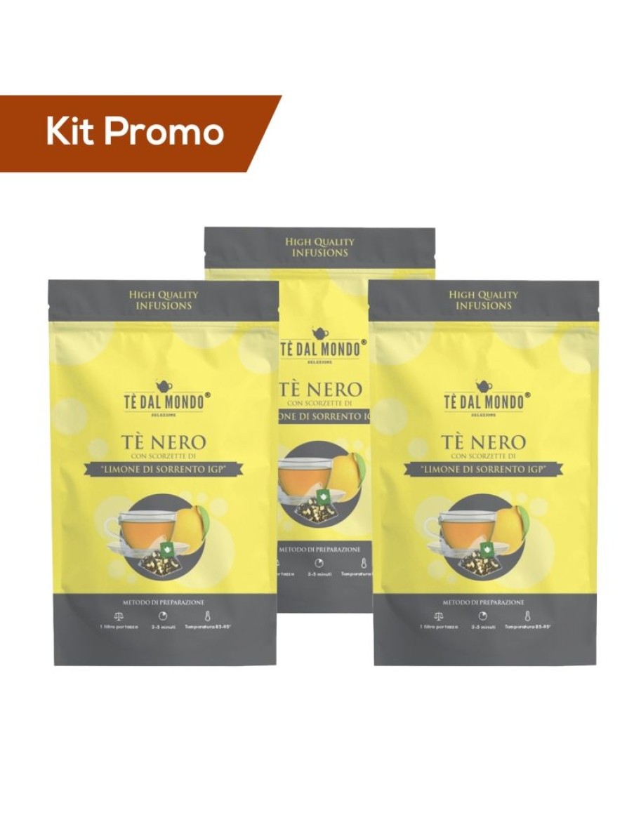 Click Cafe Te Nero | Kit 3 Doypack Te Nero Con Scorzette Di "Limone Di Sorrento Igp"