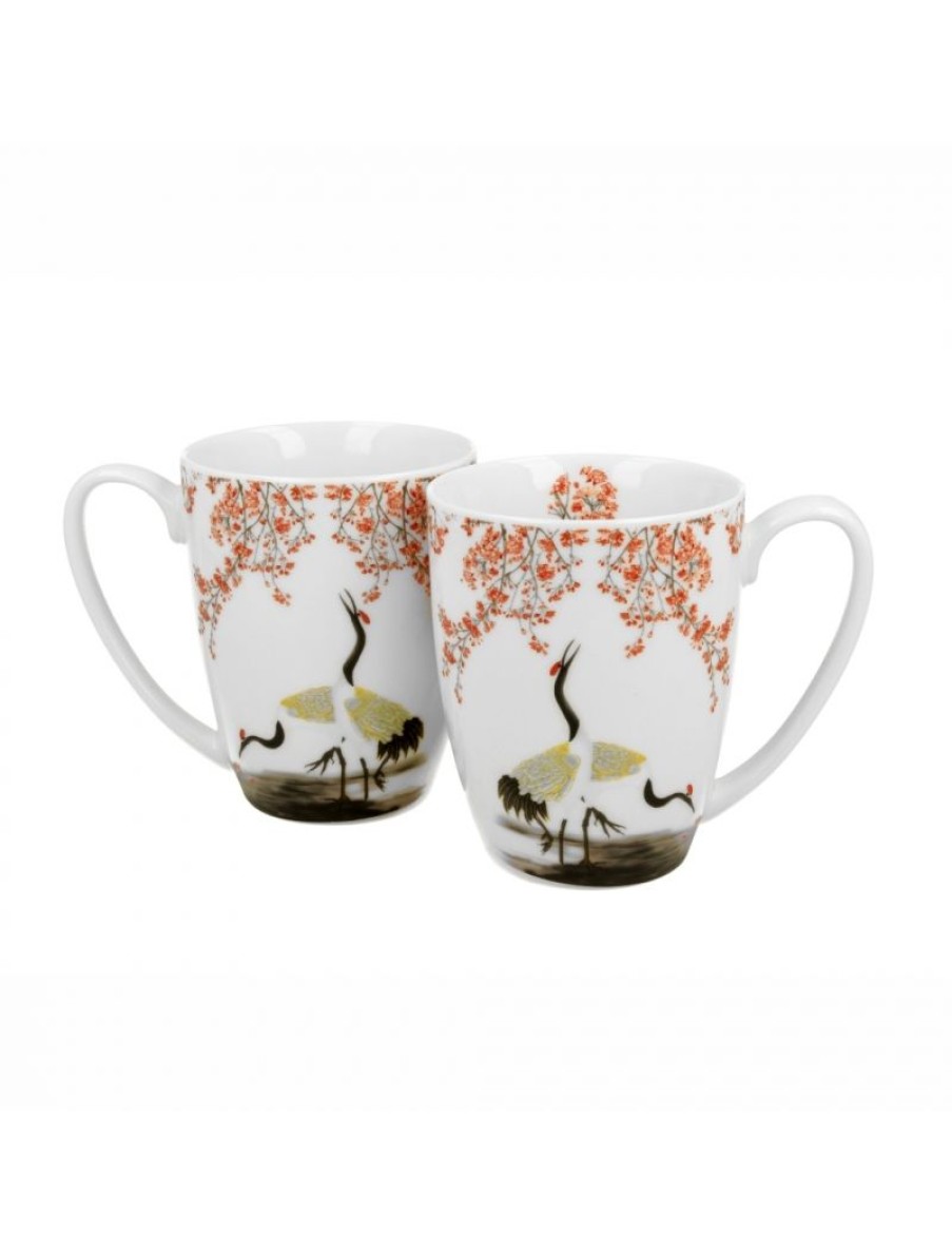 Click Cafe Tazzine Da Caffe E Tazze Mug | Coppia Mugs Sakura & Cranesin Confezione Regalo 380 Ml