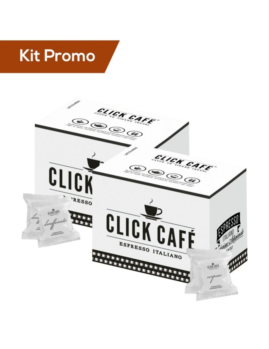 Click Cafe Capsule Compatibili Essse Caffe | Box 200 Capsule Miscela Decaffeinato E Corposo Compatibili Espresso Point - Essse