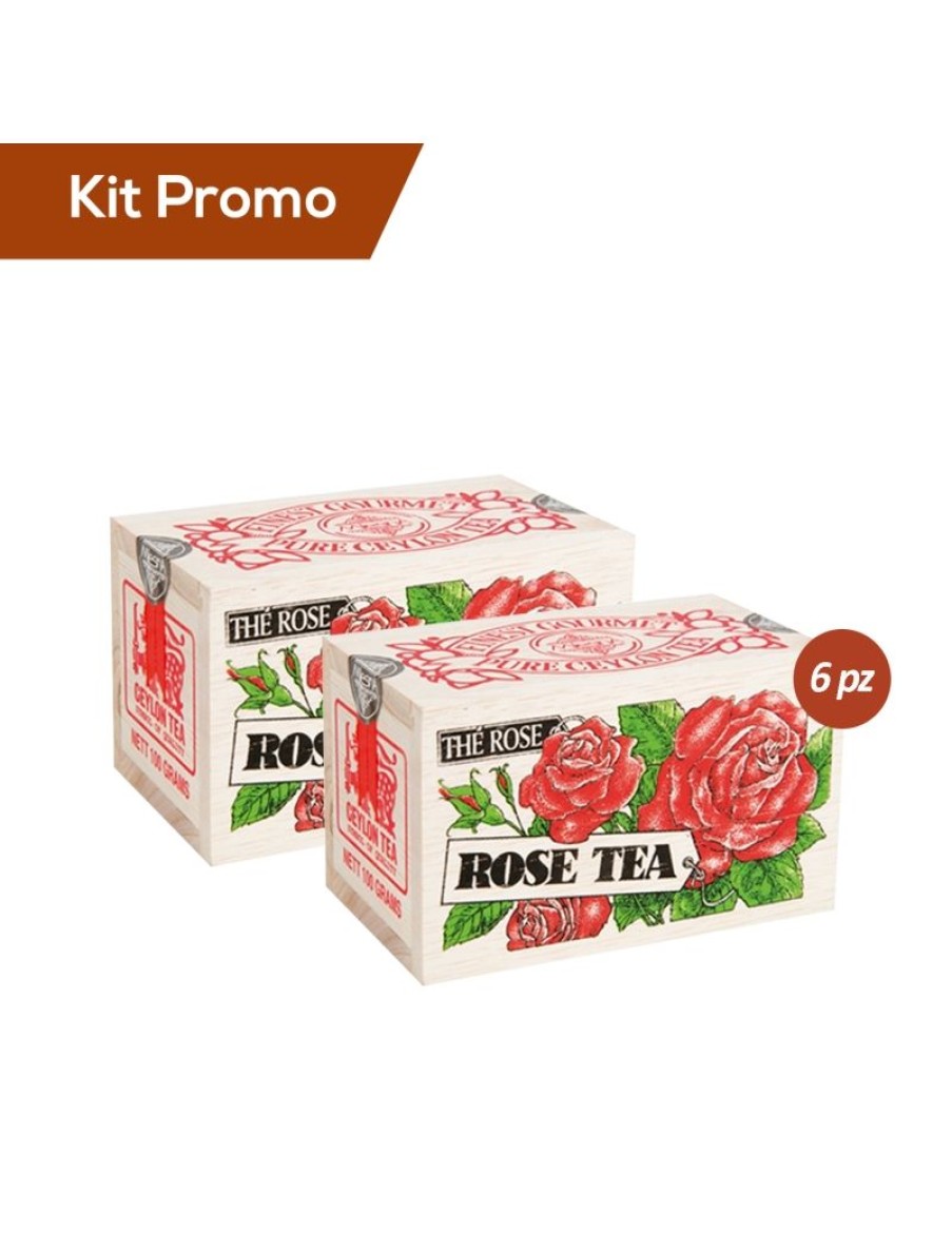 Click Cafe Te E Tisane Regina Di Fiori E Mlesna | Kit 6 Astucci In Legno Te Alla Rosa